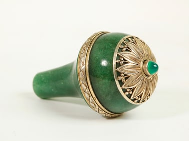 European Chrysoprase & Gilt Silver Table Buzzer