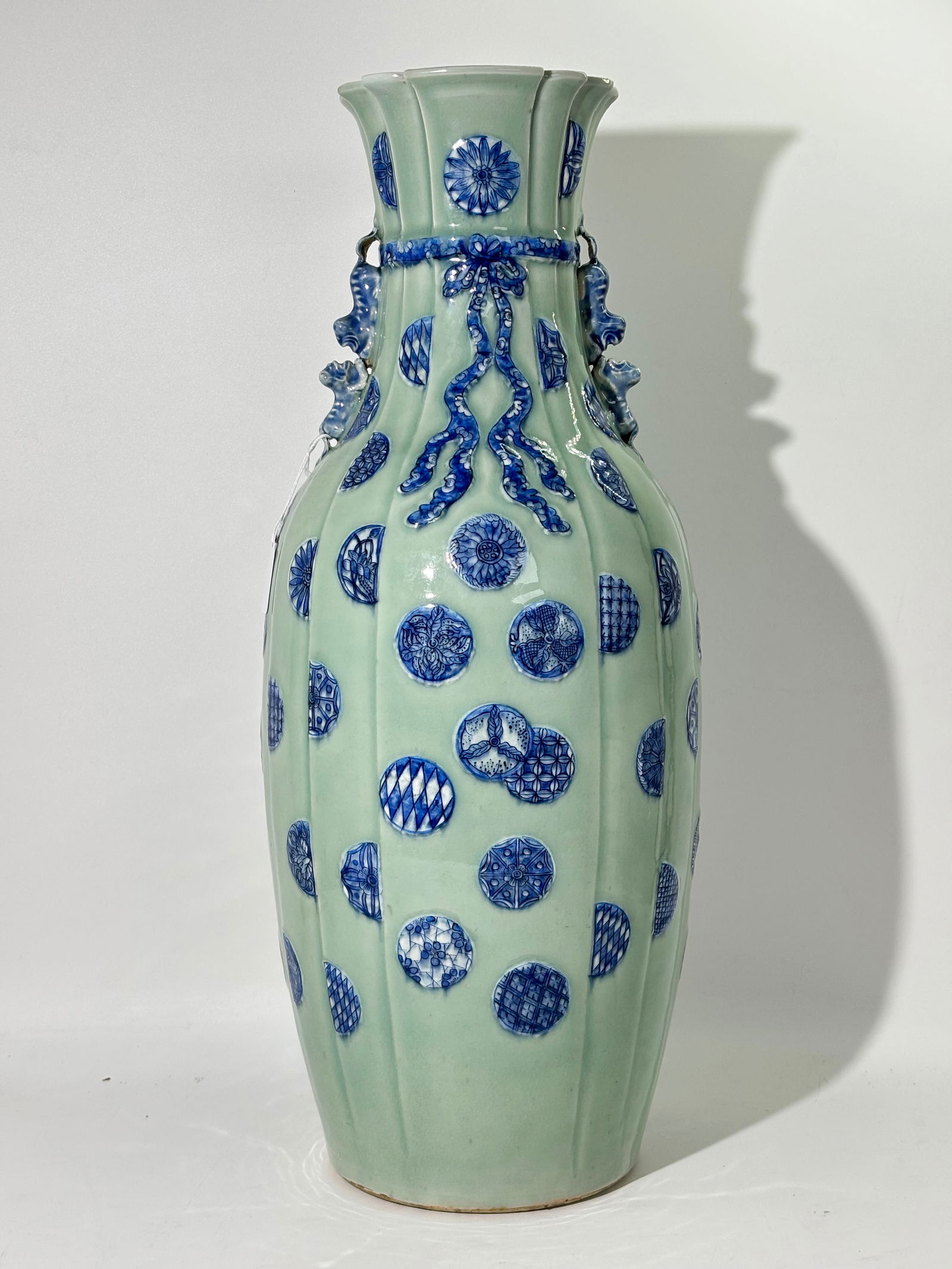Chinese Blue White Celadon Porcelain Sack Vase (1 of 8)
