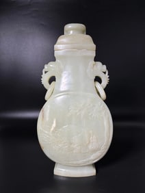 Fine Chinese Pale Celadon Covered Urn