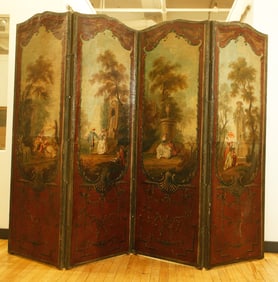 After Lancret; 4 French Oil Canvas Figures Gardens
