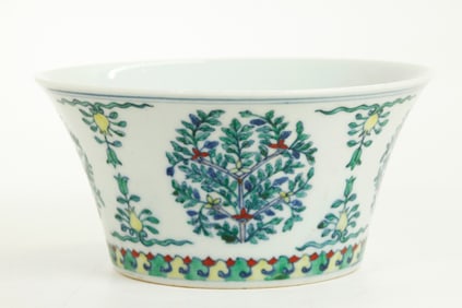 Chinese Doucai Enamel Porcelain Flared Bowl