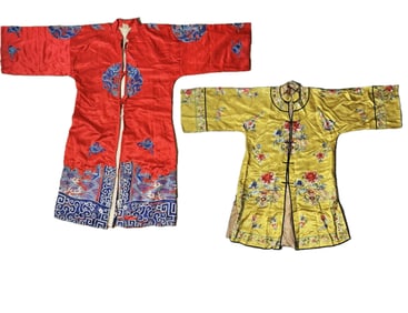 2 Chinese Silk Embroidered Gowns