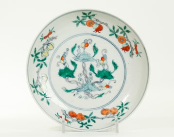 Chinese Doucai Enamel Porcelain Sanduo Plate