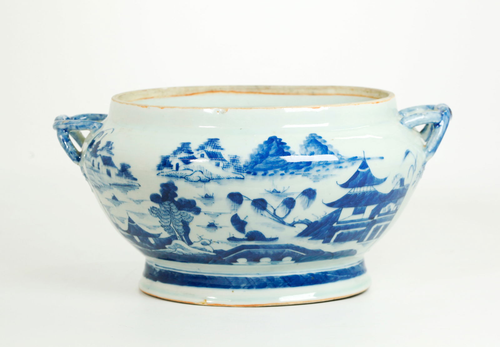 Chinese 19th C Blue White Canton Porcelain Tureen (1 of 6)