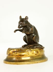 L Houzcaux; French 19 C Animalier Bronze of Mouse
