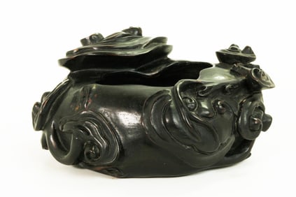Chinese Black Hard Wood Lingzhi Brush Washer