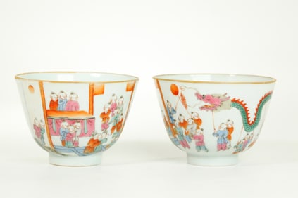 Fine Pr Chinese 19th C Porcelain 100 Boys Cups