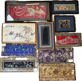 10 Chinese Vintage to Antique Silk Embroideries