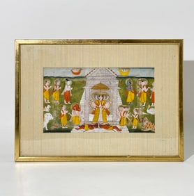 Indian Pahari Miniature Painting depicting Vishnu