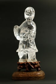 Chinese Qing Rock Crystal Quartz Standing Immortal