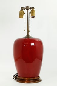 Lg Chinese 19th C Red Glaze Porcelain Ginger Jar