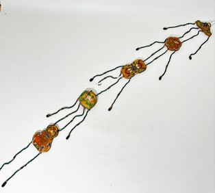 Chinese 19th C Pendant Painted Padded Silk & Glass