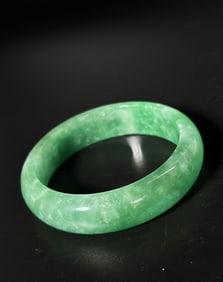 Chinese Translucent Mottled Green Jadeite Bangle