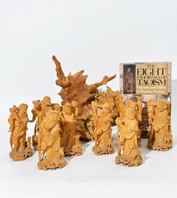 Chinese Boxwood Baxian 8 Immortals; Burl Knot