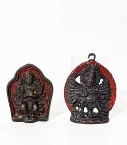 2 Tibetan Bronze Small Devotional Plaques