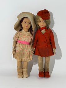 Pair of Early 20th Century Lenci Dolls - Italian Felt Artistry