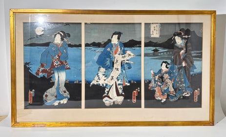 Utagawa Kunisada II Japanese Woodblock Triptych