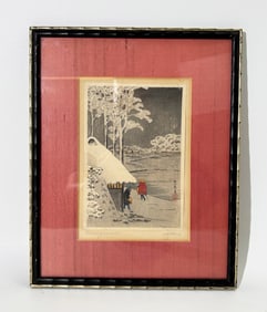 Takahashi Hiroaki "Night Snow Ikegami" Woodblock