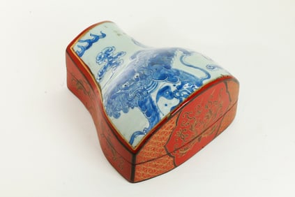 Chinese 19th C Blue White Porcelain Shard Box