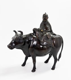 Chinese Bronze Scholar & Buffalo Incense Burner