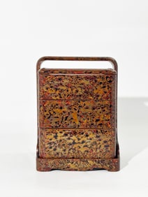 Japanese Meiji Tsugaru Colored Lacquer 3 Box Case