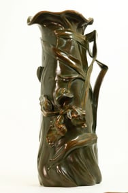 J Malvaux; Belgian Patinated Bronze Art Nouveau