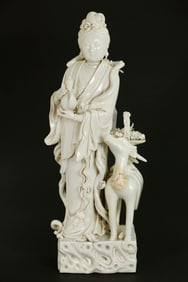 Chinese Blanc de Chine Porcelain Magu & Deer