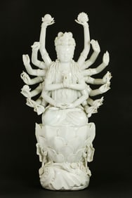 Chinese Blanc de Chine Porcelain 18 Arm Guanyin