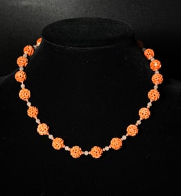 21 Rare Chinese Carved Dragon Beads as Necklace