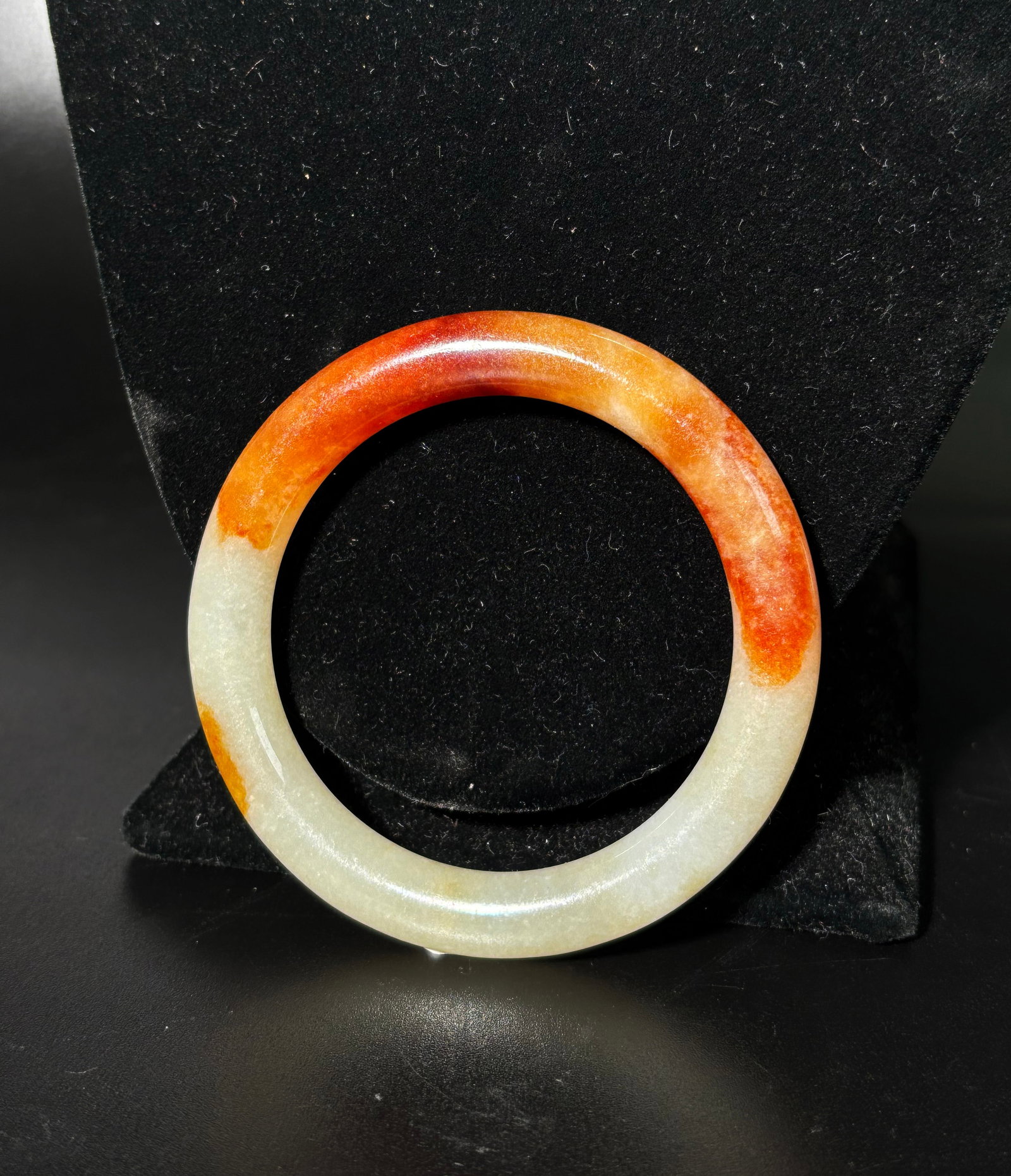 Chinese Pale Celadon & Russet Jadeite Bangle (1 of 5)