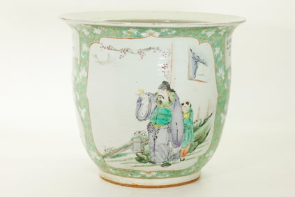 Lg Chinese Enameled Porcelain Drunken Poet Planter