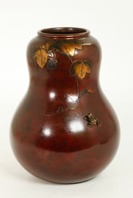Japanese Mixed Metal Bronze Double Gourd Vase