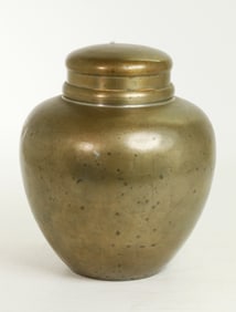 Chinese Pewter Tea Storage Jar; 2 Covers