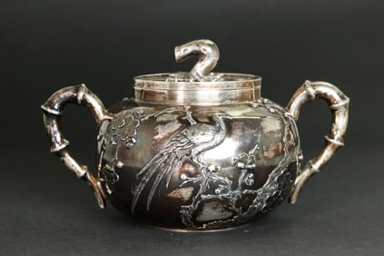 Chinese Qing Export Silver Sugar Bowl & Cover
