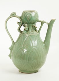 Korean Celadon Porcelain Lotus Double Gourd Ewer