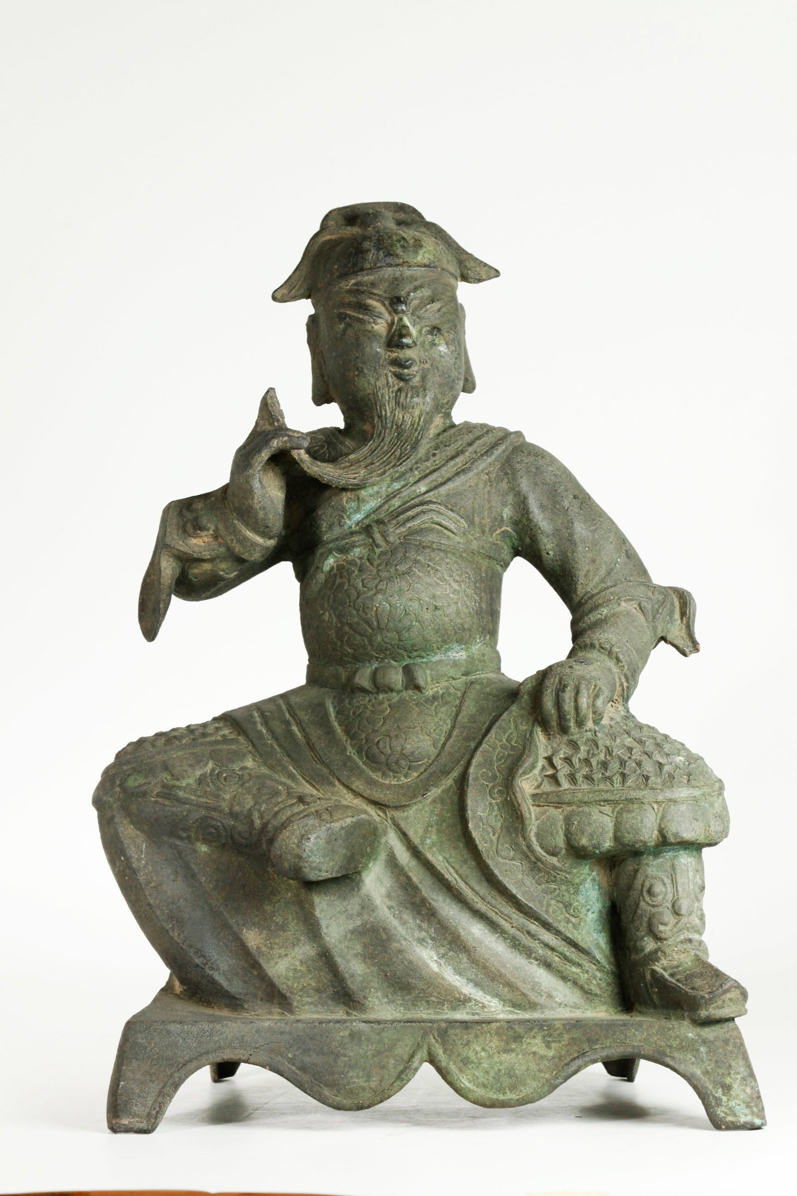 Chinese Cast Bronze Seated Guandi on Stand (1 of 5)