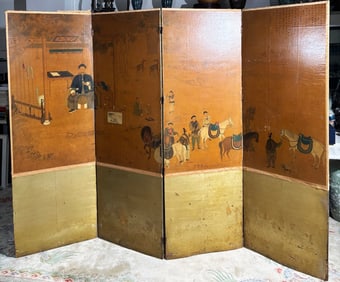 Chinesse 4 Panel Screen Qianlong After the Hunt