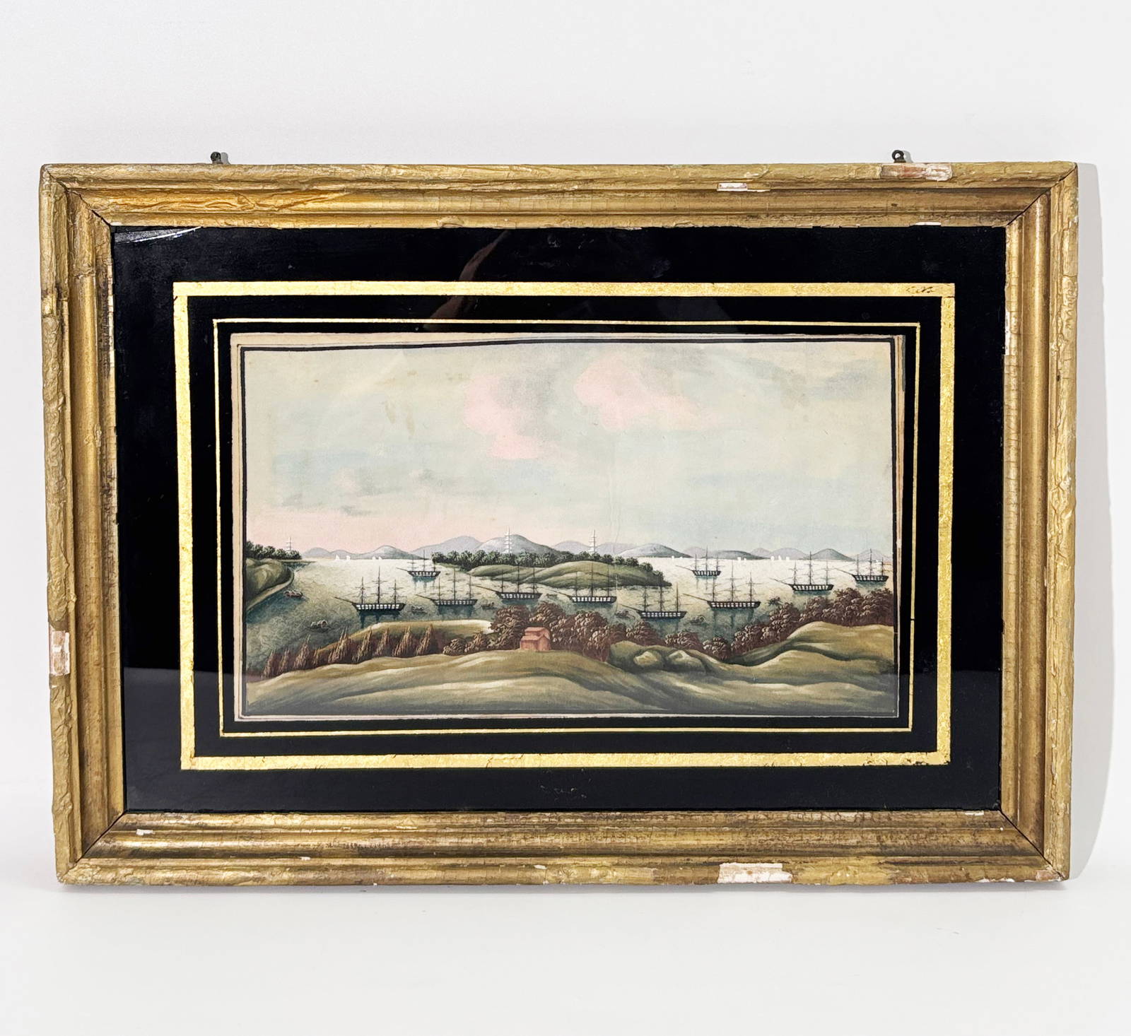 Rare Chinese 19th C Export Pith Painting Wampoa
