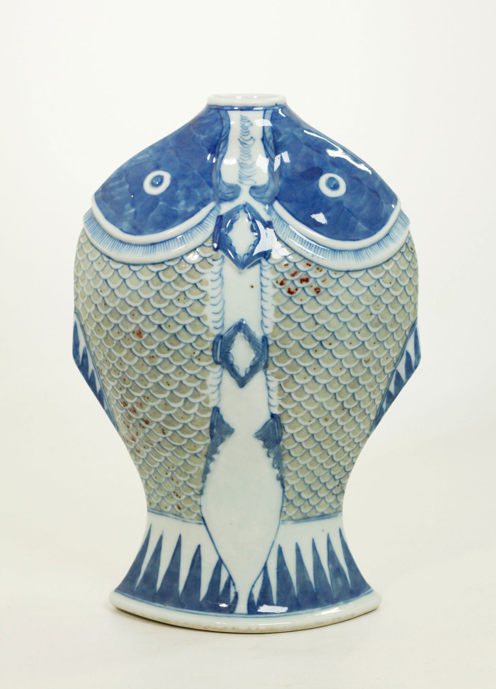 Chinese Qing Blue & Red Porcelain Double Carp Vase (1 of 5)