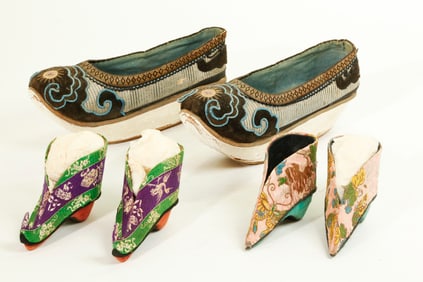 3 Pr Chinese Hand Made Qing Dynasty Lady's Shoes