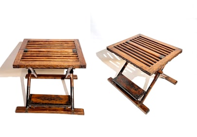 Pr Chinese 19th C Huanghuali Folding Stools