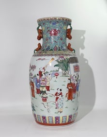 Lg Chinese Famille Rose Porcelain Boys Vase