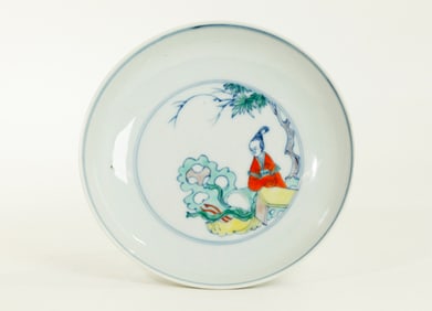 Chinese Doucai Enameled Porcelain Small Plate