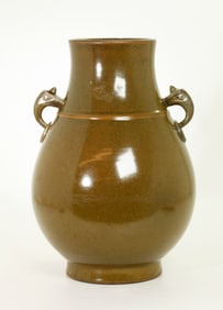 Lg Chinese Teadust Glazed Porcelain Hu Vase