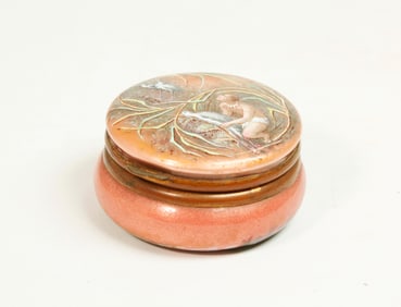 French Enameled Bronze Round Snuff Box & Cover