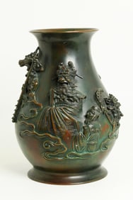 Fine Japanese Bronze Zhong Kui Shoki Vase