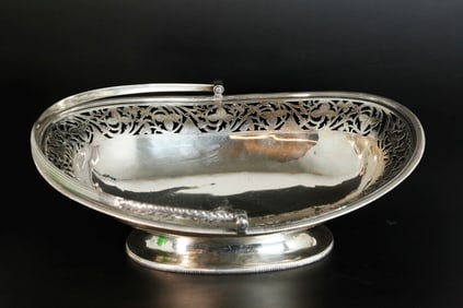 Fine Georgian 1808 Silver Pierced Basket & Arms