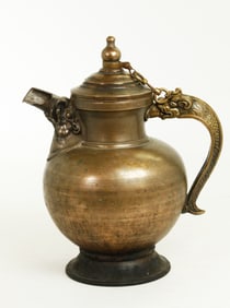Tibetan Bronze Ritual Dragon Pitcher & Cover