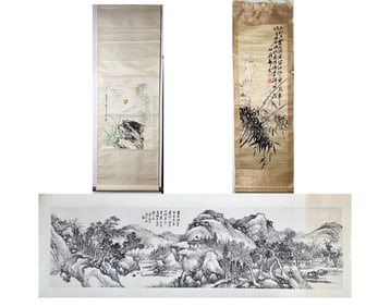 Xuxing Min Ink Scroll; Embroidery & Painting