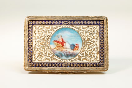 Italian 19th C Mercury Enamel on 800 Silver Box